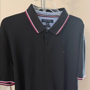 Tommy Hilfiger Black Polo with Red and White Accents